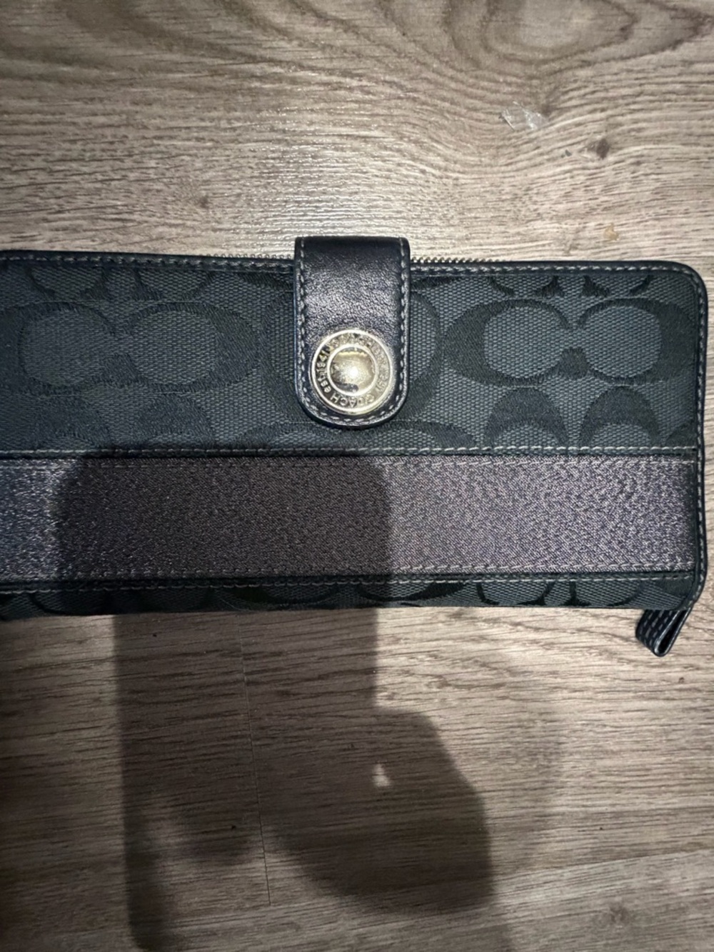 Coach Black Signature Canvas Snap Wallet